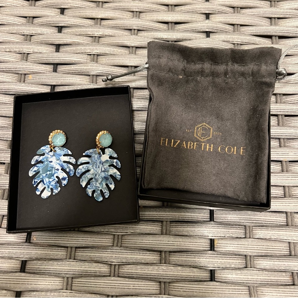 Elizabeth Cole Chloe Leaf Drop Earrings light blue